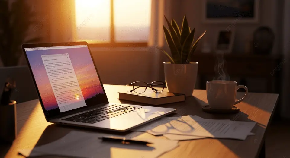 pngtree cozy home office desk setup with a laptop coffee and plant image 20288339